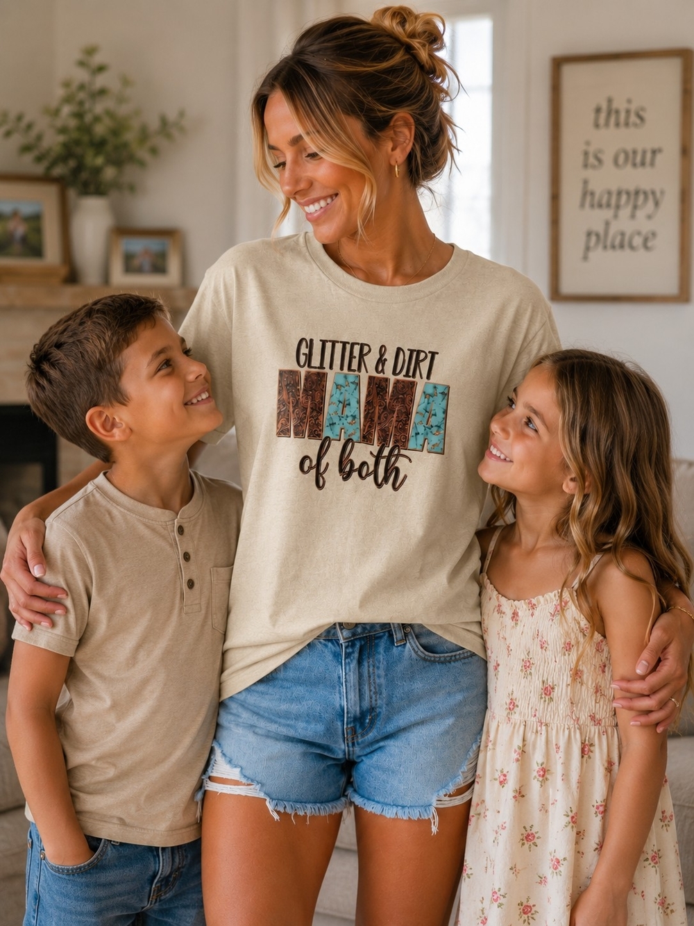 Gildan 'Glitter & Dirt Mama of Both' Graphic Tee Women's Size M NWOT